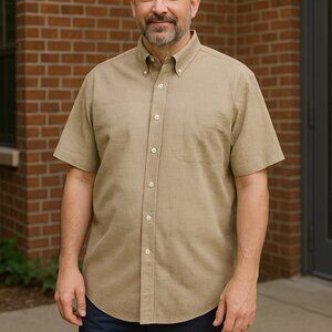 Arrow Men’s Short‎ Sleeve Button-Down Shirt - L